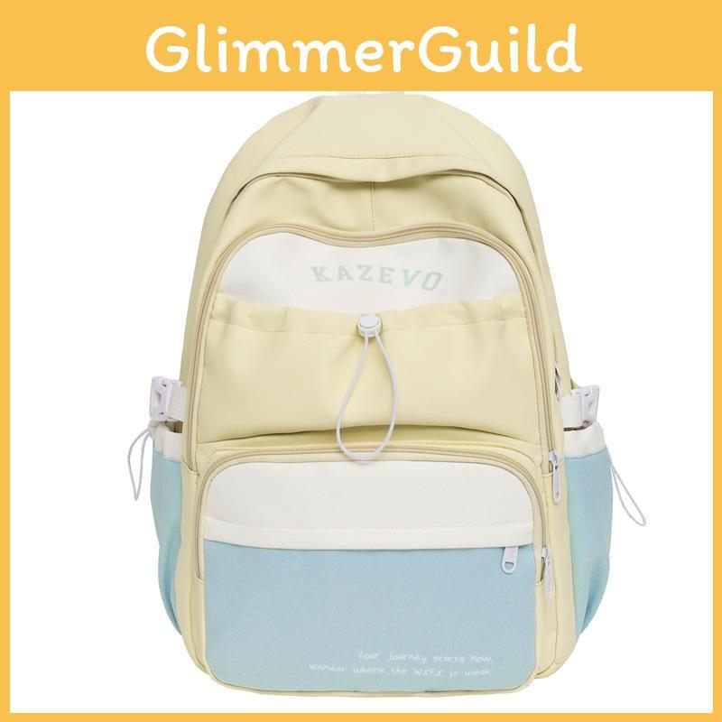 Nylon Backpack Trendy For Girls With Letter Print And Color Blocking Design