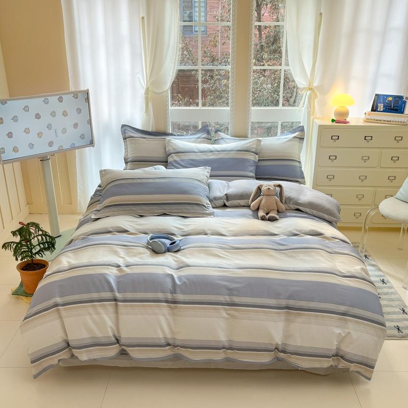 100% Cotton Bed Four-piece Set Skin-friendly Breathable Quilt Cover Bed Sheet Pillowcase Set Pastoral Small Flower