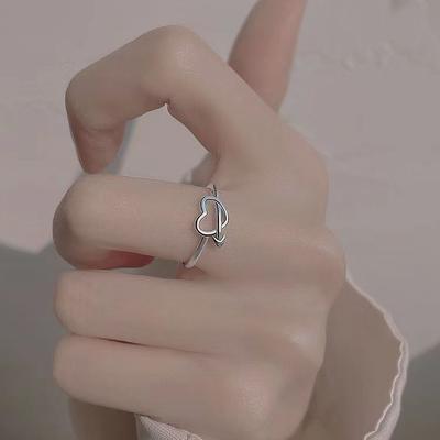Silver Color Romantic Arrow of Love Finger Ring for Femme Free Size Exquisite Heart Wedding Jewelry