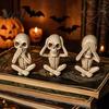 Desktop Gothic Decor 3 Pcs Halloween Skeleton Statue, Hear No See Speak Collectibles for Home Evil Figurines, Craft Ornament Party Funny Figurines