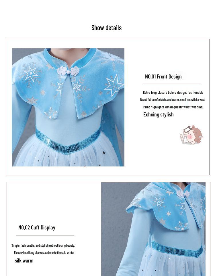 Modisches Prinzessinnenkleid für Baby-Mädchen mit Fleecefutter und Puffärmeln für die Geburtstagsfeier