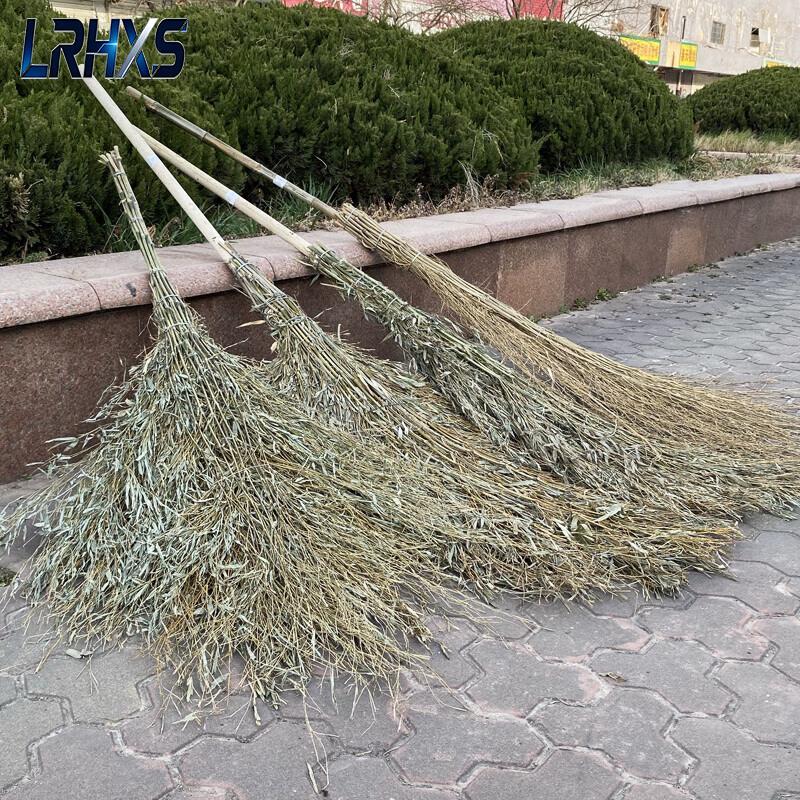 LRHXS Heavy-Duty Outdoor Bamboo Broom for Sanitation and Road Cleaning