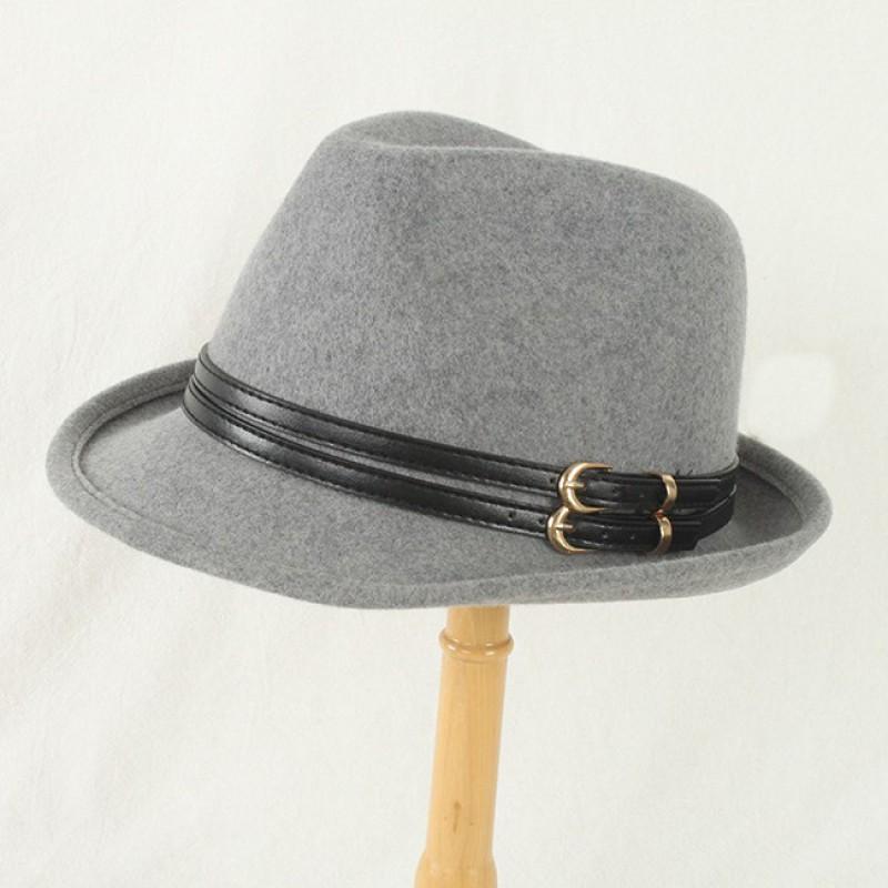 Womens Wool Felt Fedora Hat Winter Vintage British Style Short Brim Adjustable Jazz Cap
