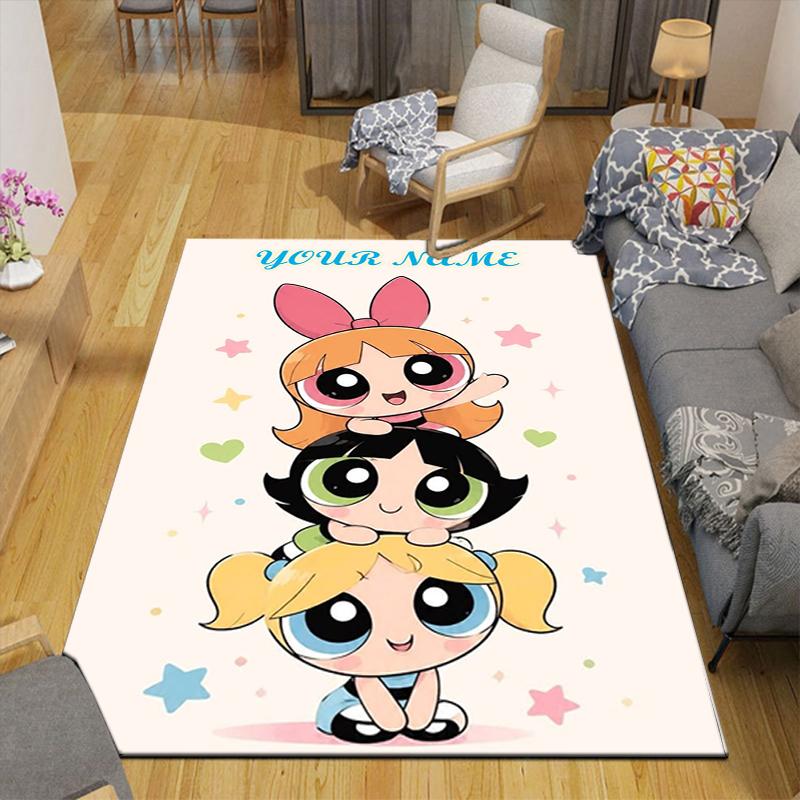 Custom 1Pc Powerpuff Girls Rainbow Rug Office Carpet Indoor Outdoor Entrance Doormat Nonslip Soft And Comfortable Living Room D491514