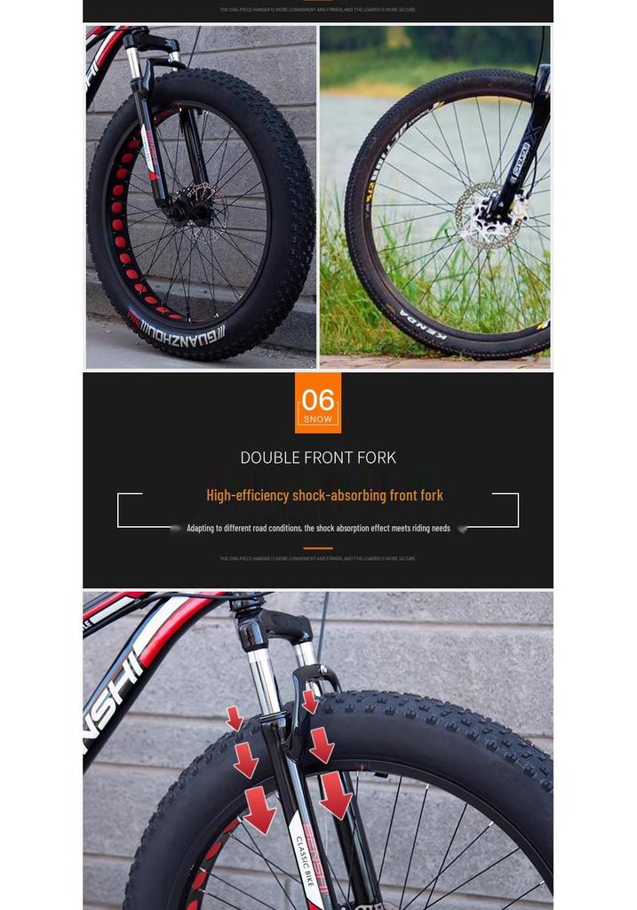Men's Off-Road Fat Tire Snow & Mountain Bike - Variable Speed, Shock Absorbing, Wide Tires for Beach and Trail