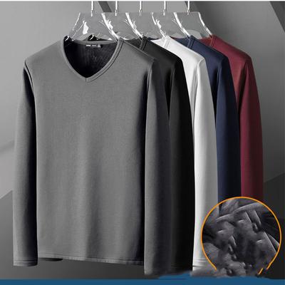 Men's Winter Thermal Underwear Fleece Thickened Warm Sweatshirt O Neck V Neck Base Shirt Large Size