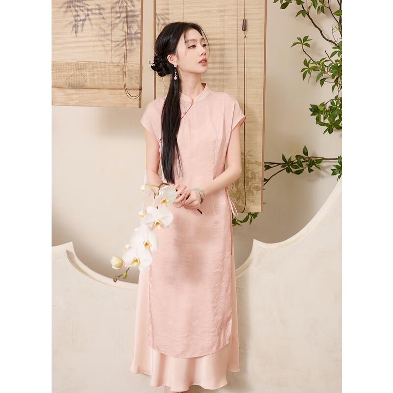New Chinese Style Cheongsam Two-Piece Long Dress