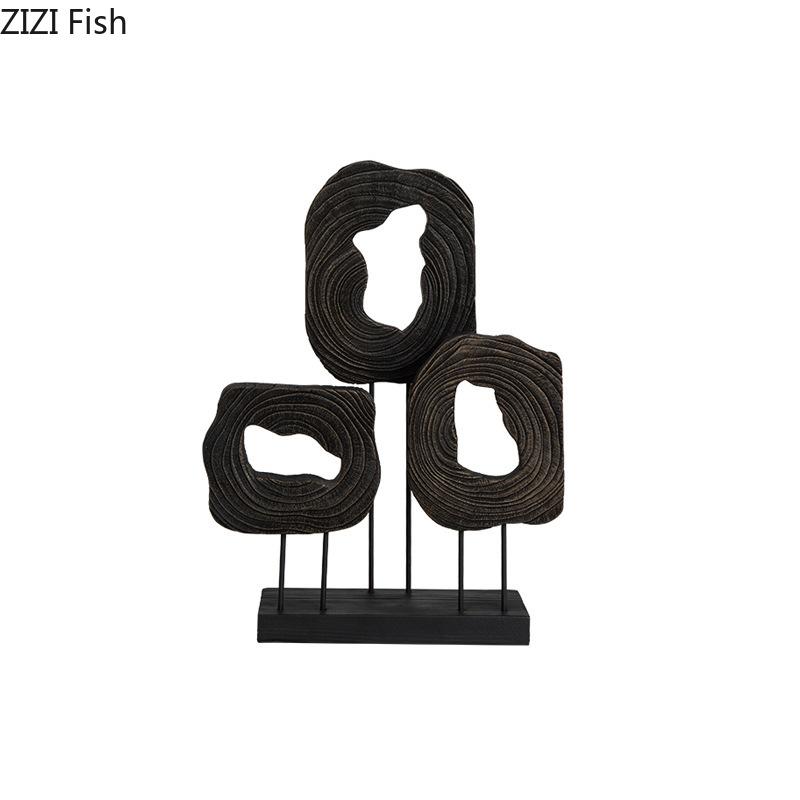 Abstract Triangle Statue Hollow Out Artwork Ornaments Desk Decoration Creative Wood Sculpture Crafts Room Aesthetic Decor