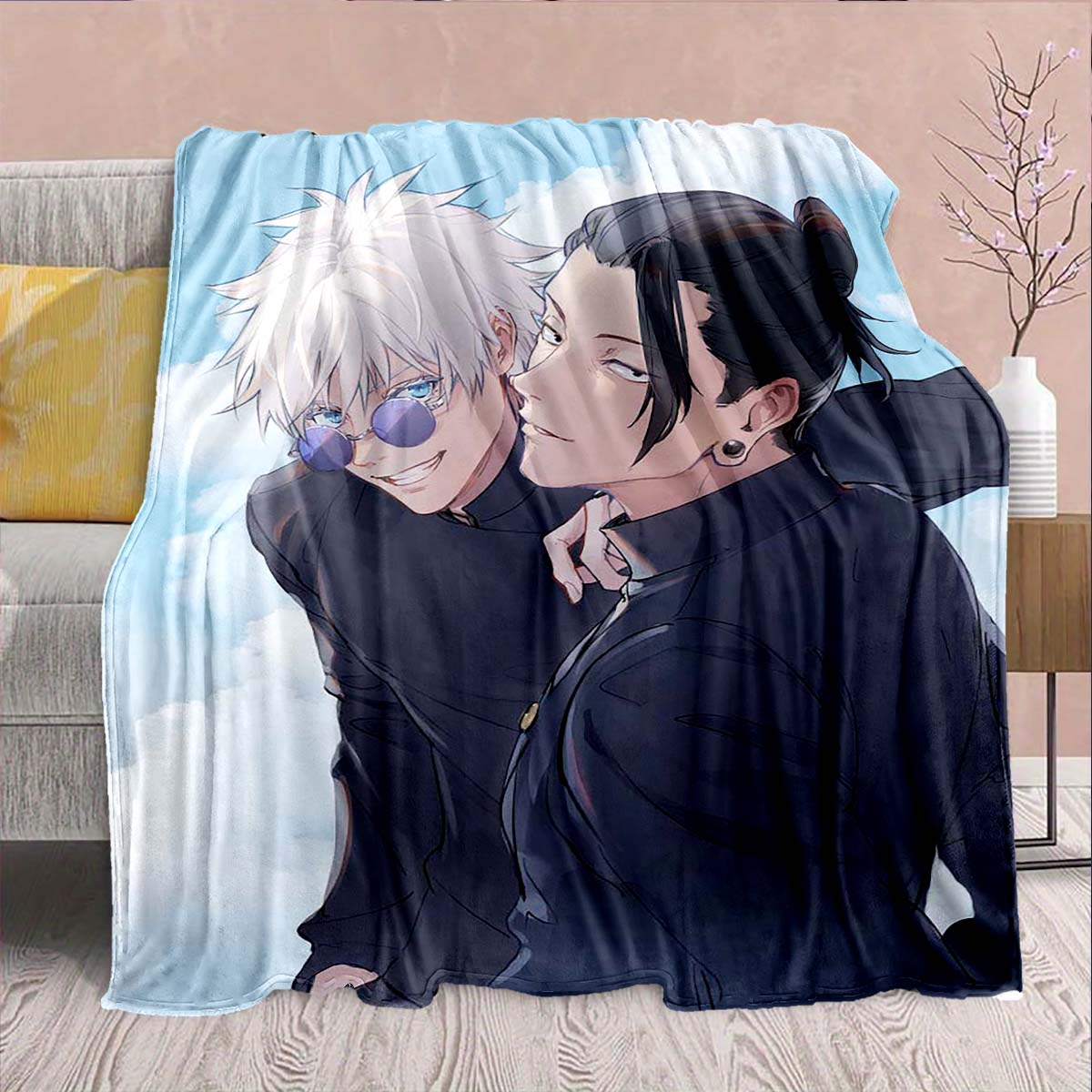 

Jujutsu Kaisen Flannel Modern Blanket Warm Soft Throw Lightweight Plush Sofa Bed Home Decor -QJY 75x90cm