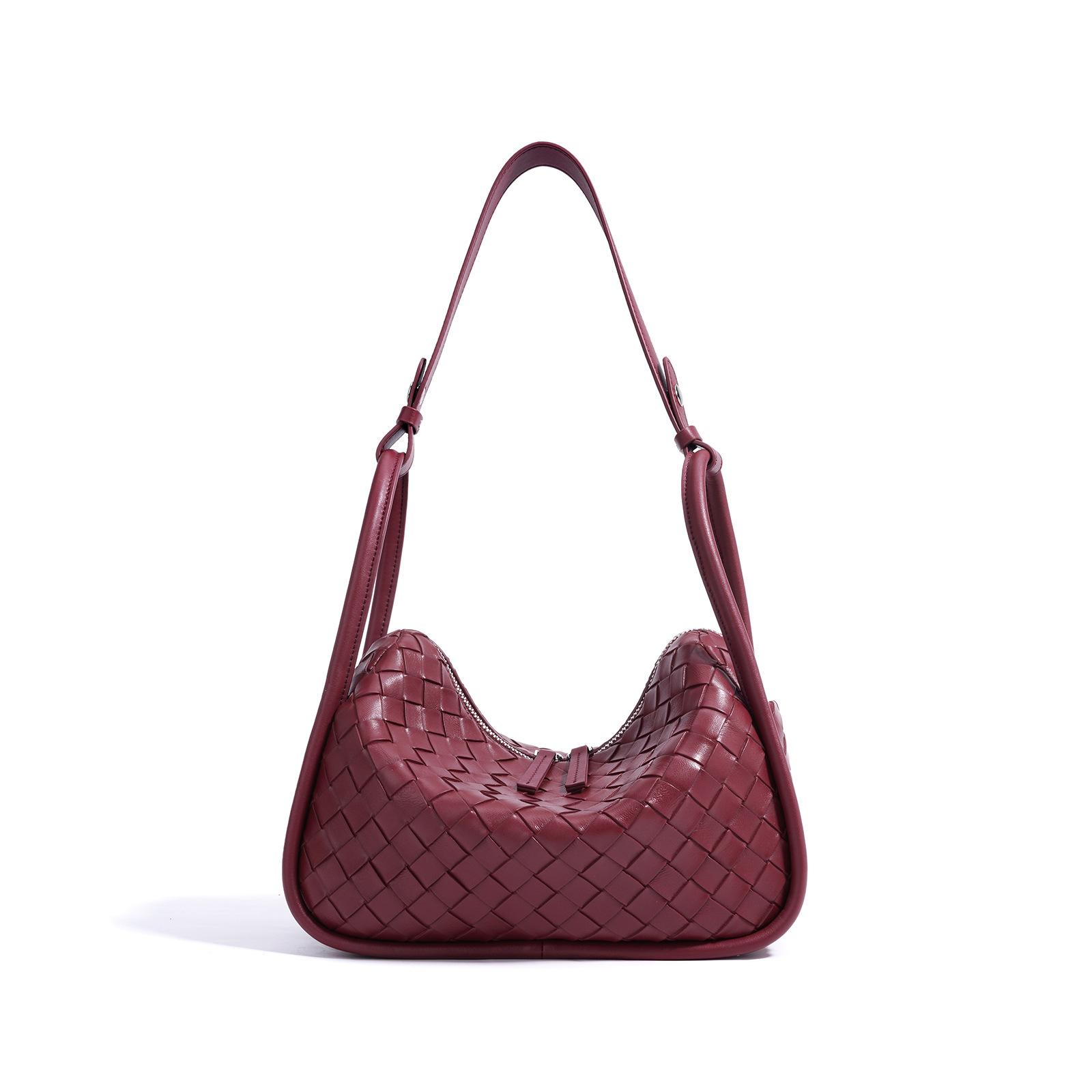 

Shangxin Shoulder Bag Niche Design Pure Hand-woven Bag Simple Fashion Versatile Leather Messenger Bag красный