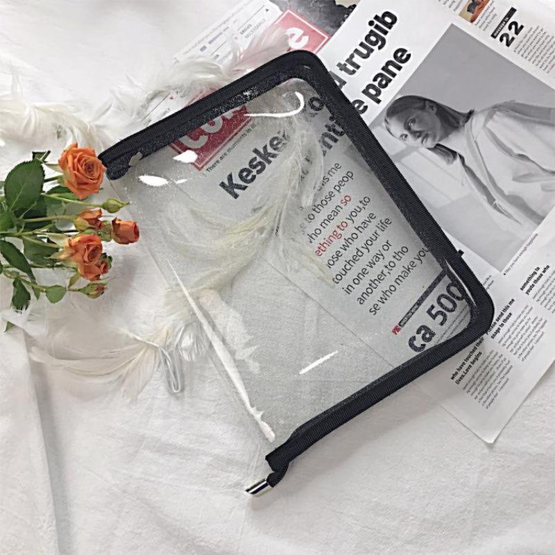 

Прозрачная ПВХ папка формата А5 Прозрачная студенческая сумка с цветной молнией Простая пластиковая сумка для хранения данных BK