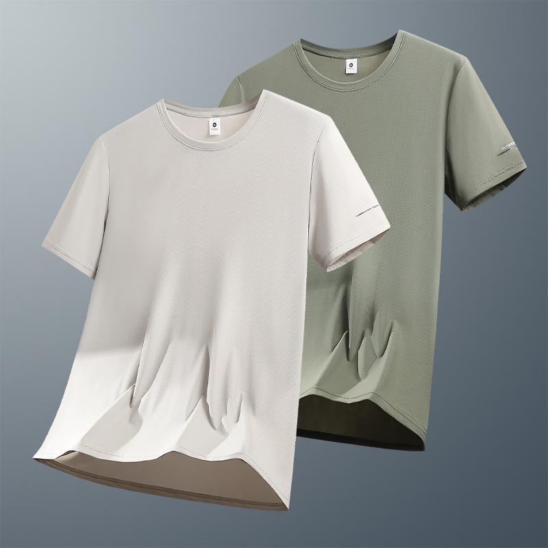 Ice Silk Short-sleeved T-shirt Solid Color Loose T-shirt Thin Large Size Breathable Men's Short-sleeved T-shirt
