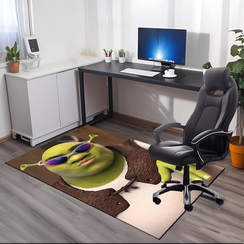 Teppich mit Shrek-Aufdruck, für Bürostuhl Wohnzimmer Schlafzimmer Küchenraum Dekoration Geschenke.