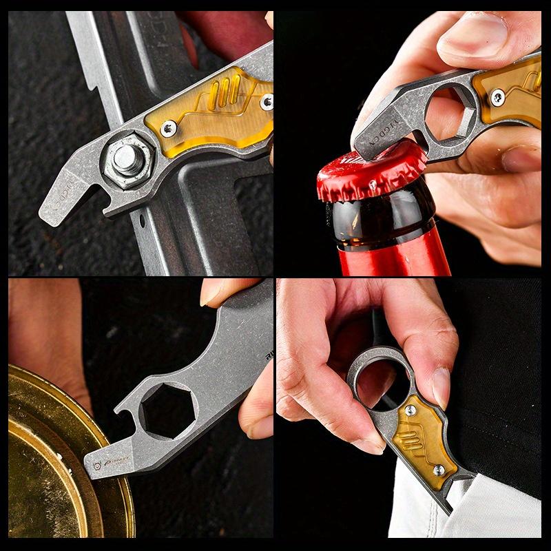 14 mm Titanlegering Multiverktyg Kofot, Flasköppnare, Skiftnyckel, Kompakt EDC Campingutrustning, Lättvikt, Hållbar Design, Campingtillbehör