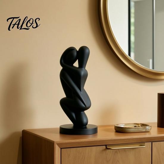 Easy Care Sculpture 3D Printed Hugging Couple Sculpture, Abstract Embrace Figurine with Smooth Curves, Minimalist Statue Embracing Design Stable Base,