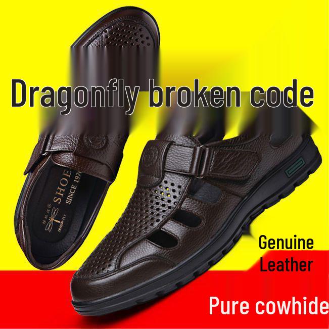 2023 Men's Cool Genuine Cowhide Leather Sandals: Breathable, Soft Sole, Casual Dad Style
