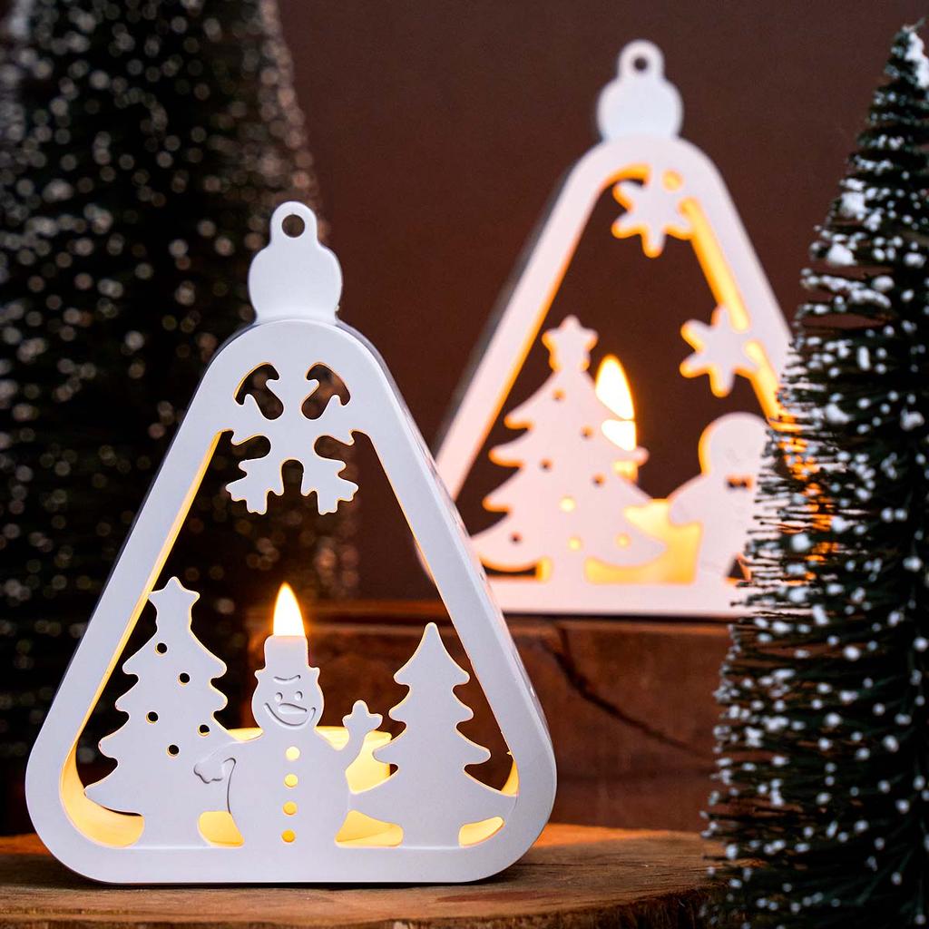 3D Triangle Hollow Candle Holder Silicone Mold DIY Santa Claus Snowman Christmas Tree Elk House Gift Box Candlestick Craft Molds