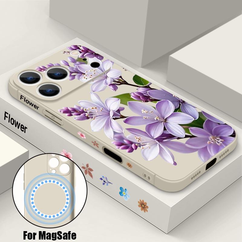 Für iPhone 17 Pro Max Hülle INS Buntes Blumenmuster Magnetisch Für Magsafe Weiche Hülle Für iPhone 16 15 14 13 Pro Max 17E 16E