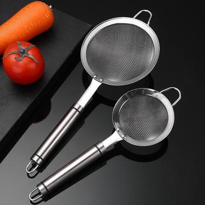 Ergonomic Handle Flour Sieve Stainless Steel Food Strainer Skimmer Kitchen Colander  Baking