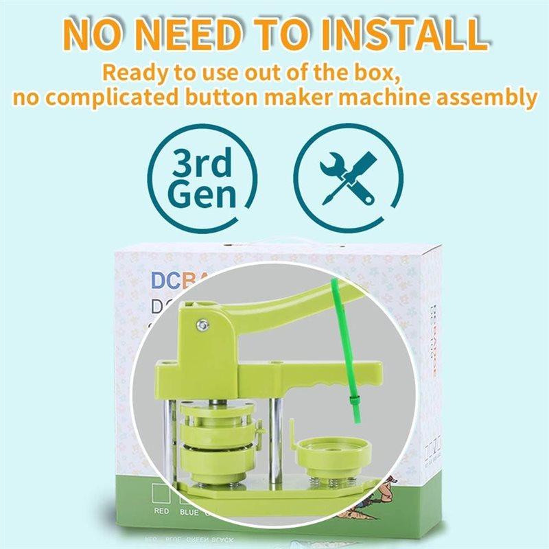 A03F-Installation-Free 32Mm(3Rd Gen) Button Maker Machine DIY Pin Badge Press With 100 Button Parts& Cutter Included