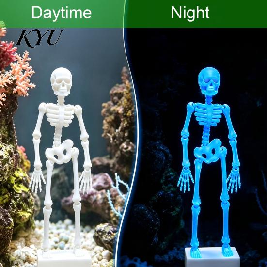 Moving Fish Tank Ornament Dancing Skeleton Aquarium Bubbler, Action Ornament, Glow in The Dark Interactive Decoration Decor, Air-Driven Bubbler
