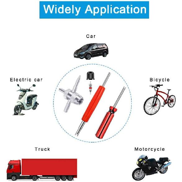 Riseuvo 6Pcs Tire Valve Stem Removal Tool - Single And Double Heads Valve Core Remover, 4-Way Valve Tool Great Tire Repair Tool, 10Pcs Valve Stem