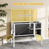 Small Animal Hutch for Dwarf Hamsters, Rabbits, Guinea Pigs, with Accessories, Elevated Design, Wood, Metal, Grey