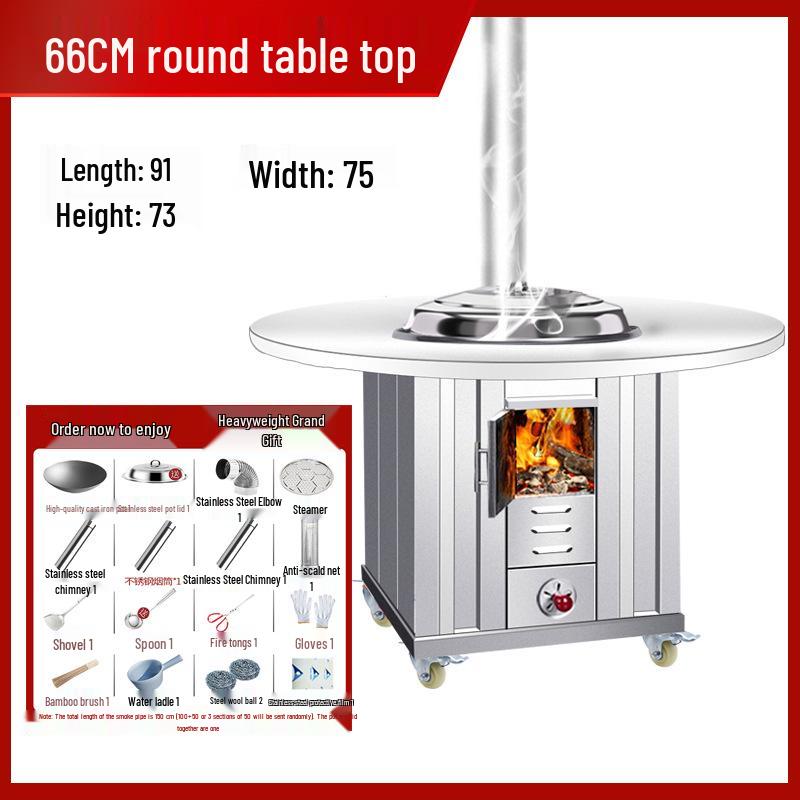 Portable Stainless Steel Wood Stove for Outdoor Cooking