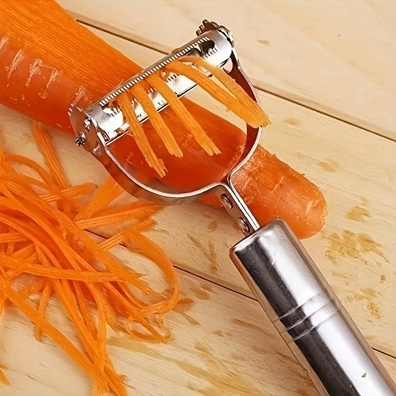 Stainless Steel Potato Peeler Julienne Slicer Fruit Vegetable Shredder Serrated Blade Manual Kitchen Tool for Carrots and Cucumbers