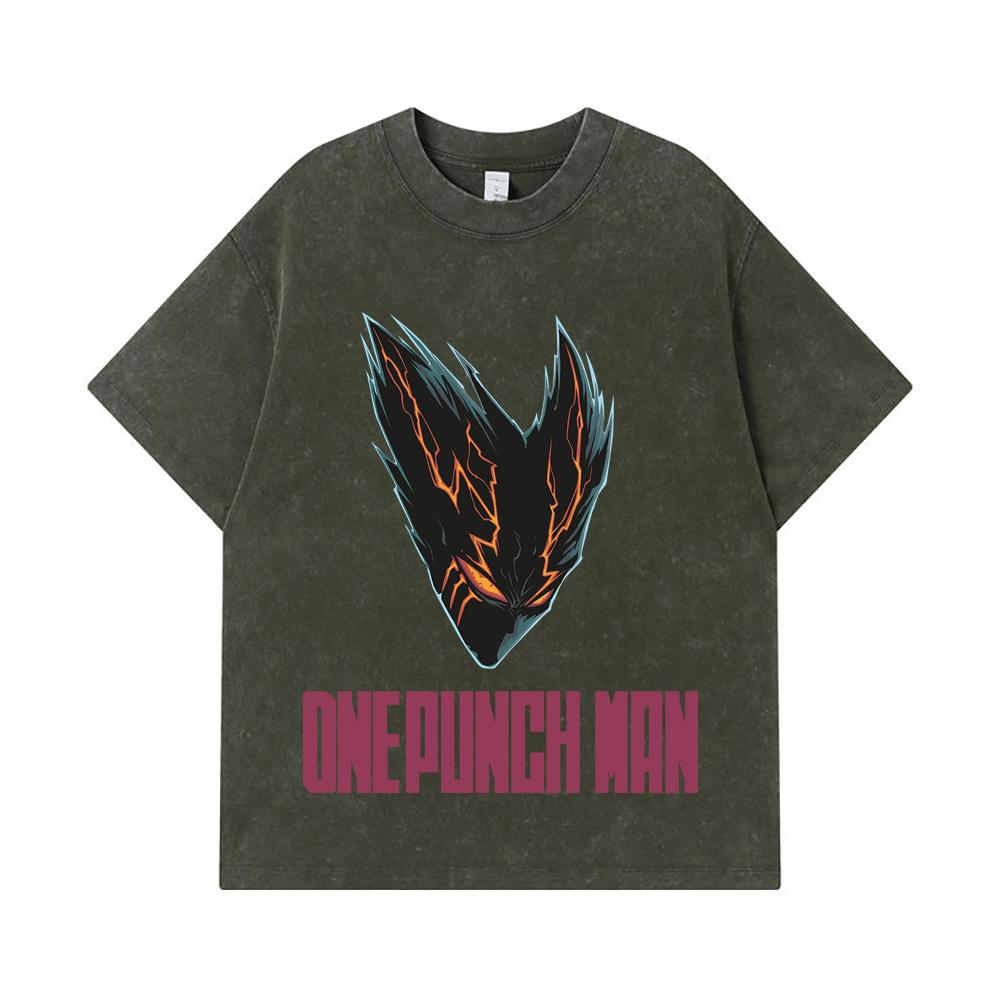 275 GSM Washed T-shirts 100% Cotton One Punch Man V8 Garou Print Unisex Heavy Cotton T Shirt S