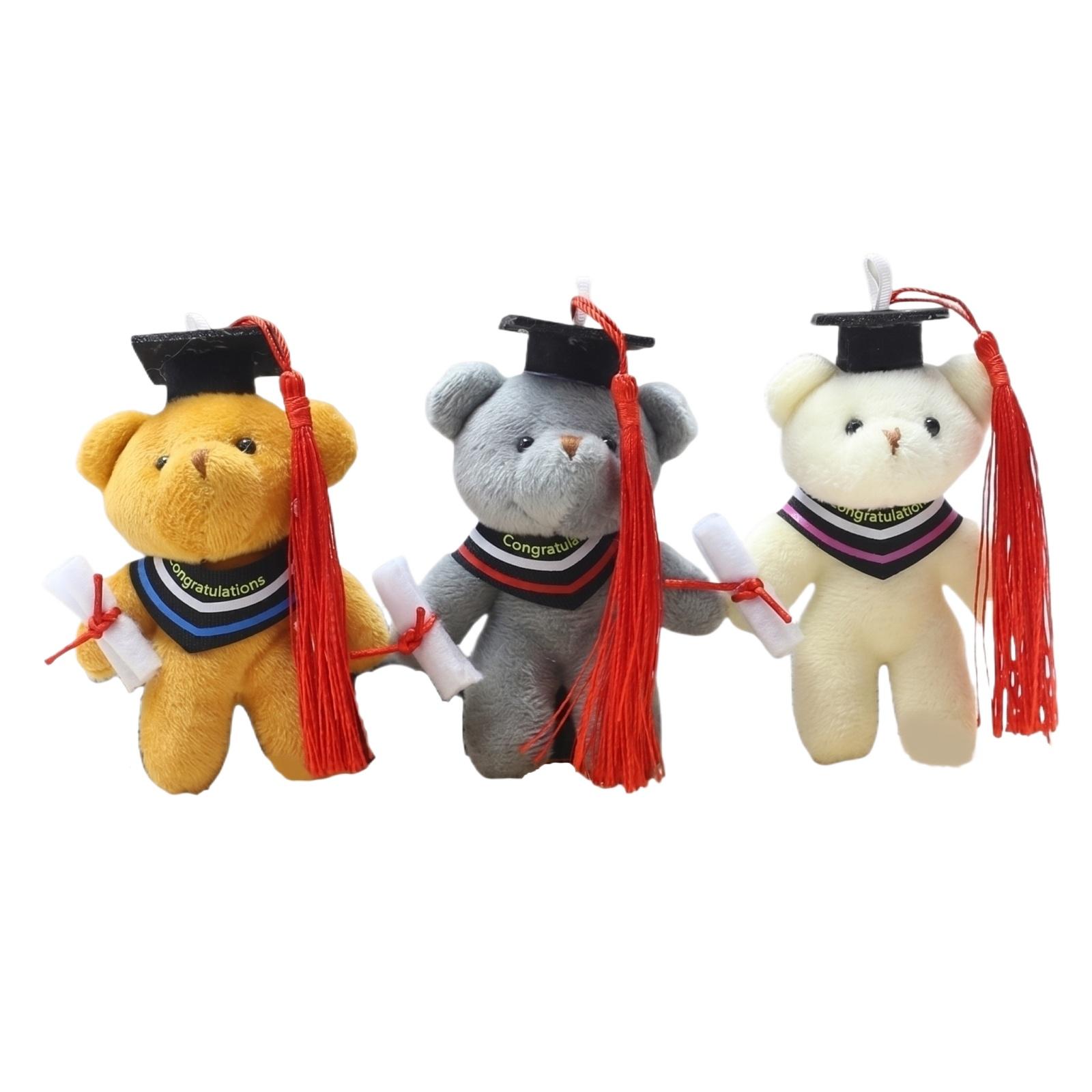 Graduation Bear Plush Keychain Soft Stuffed Animal Doll with Graduation Cap Tassel Suitable for Graduation Gifts and Souvenirs One Size