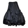 Fashion Women's Japanese Style Dull Black Long Dress High-Waisted Bow Spliced Lace A- Line Mid-Length Skirt Female