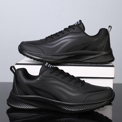 Fashion Mens Sneakers Lightweight Running Shoes New Breathable Non-slip Casual Leather Lace Up Soft Men Walking Outdoor Tennis Shoe