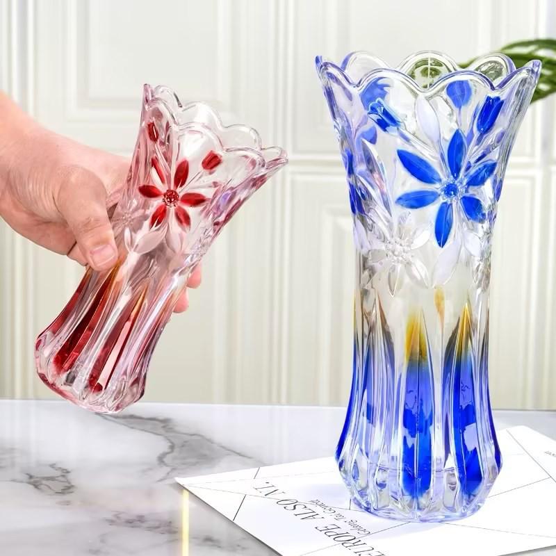 Luxuriöse, leicht transparente Glasvase für frische Blumenarrangements – Kreative hydroponische Heimdekoration