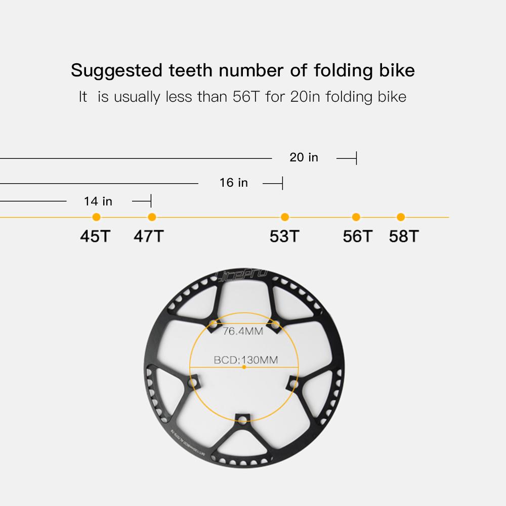 Cheap Bike Bicycle Chainring Folding Bike Single Crank Ring Round Chain Ring Bcd 130mm 5 Bolts