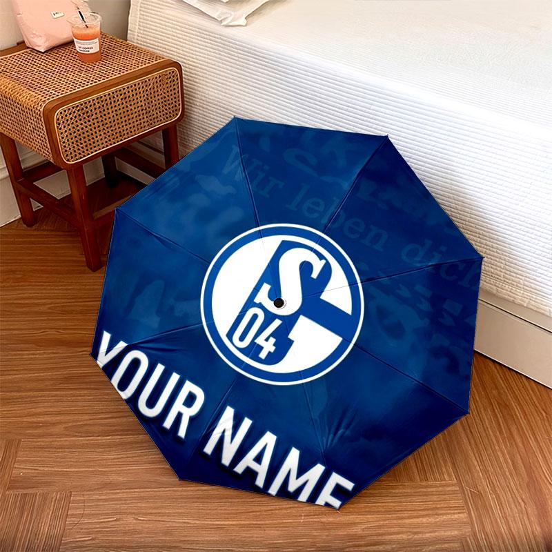 1 PC Automatic Folding Umbrella - FC Schalke 04 Custom Name Pattern, Portable & Foldable Design with 8 Ribs, Christmas Birthday Gifts