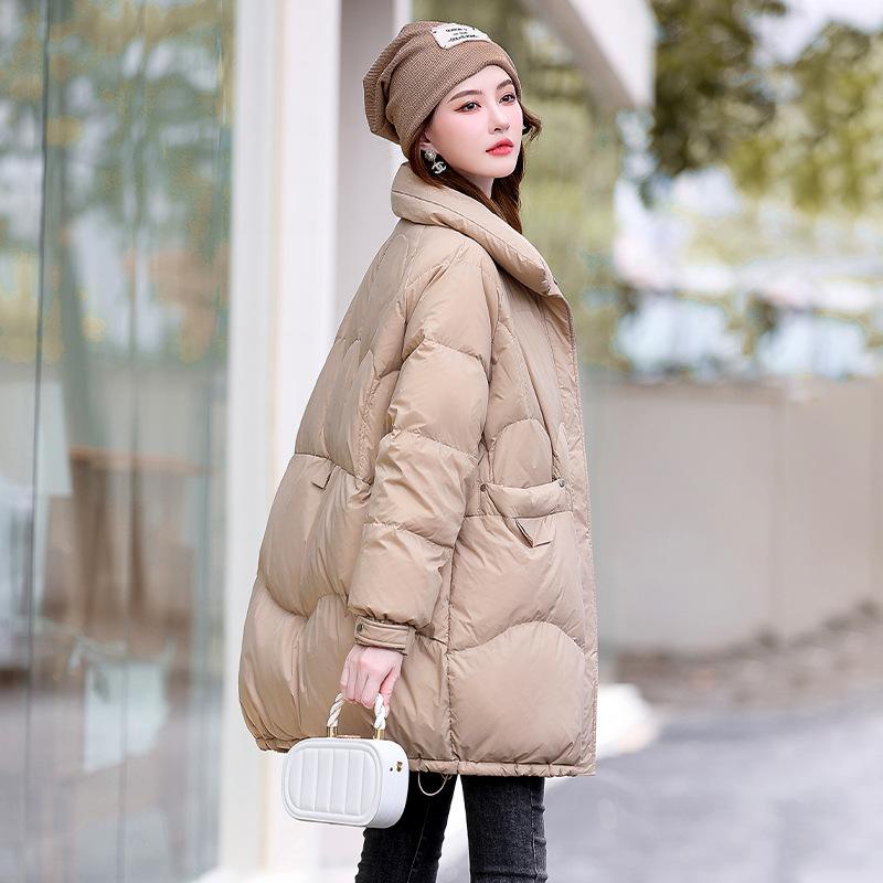 Fashion medium and long down jackets women's autumn and winter 2024 new fashion warm white duck down winter coat tide