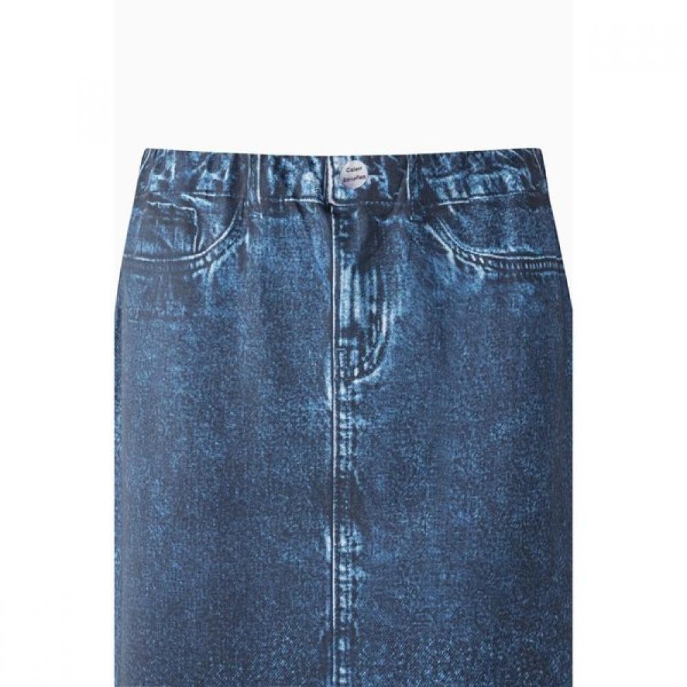 Benetton Denim Printed Banding Skirt Bask92631
