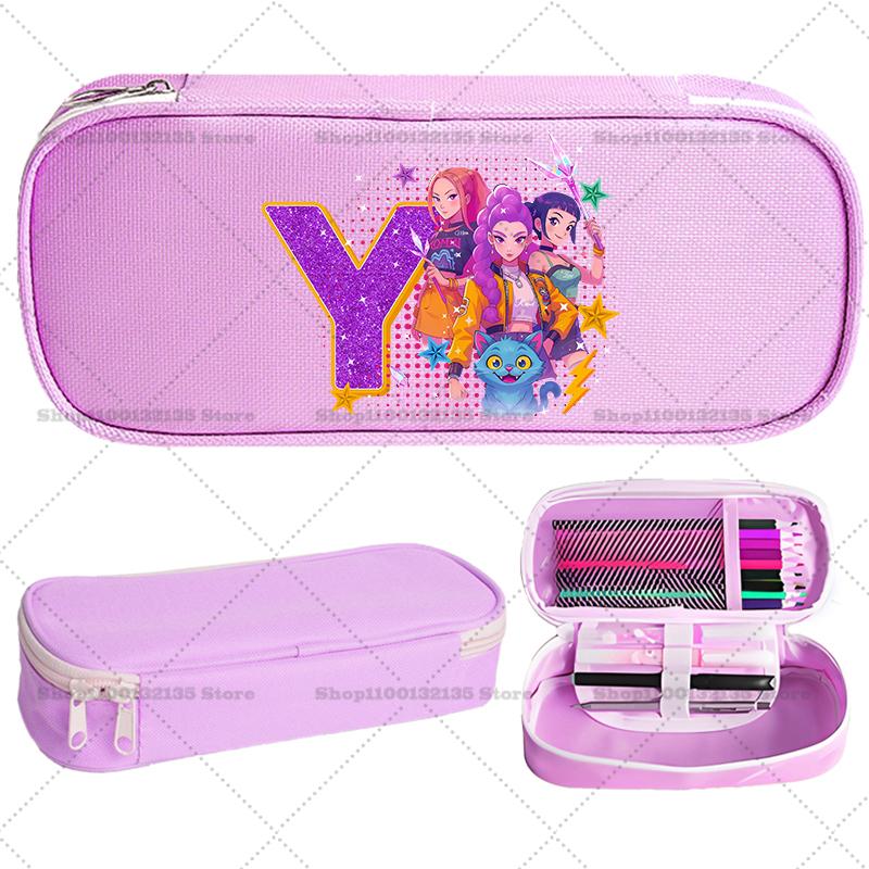 Kpop Demon Hunter Children Pencil Box Cartoon letter Student School Supplies Stationery Kids Penbag Pencilcase Kawaii Boys Gift