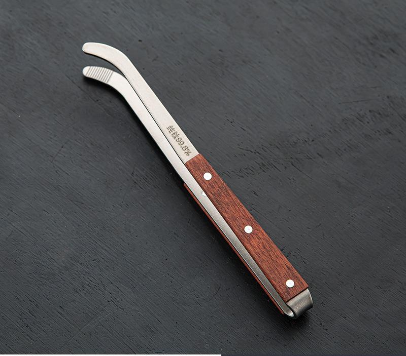

1PC Pure titanium tea tongs, heat-resistant household ebony Gongfu tea set accessories cup tongs