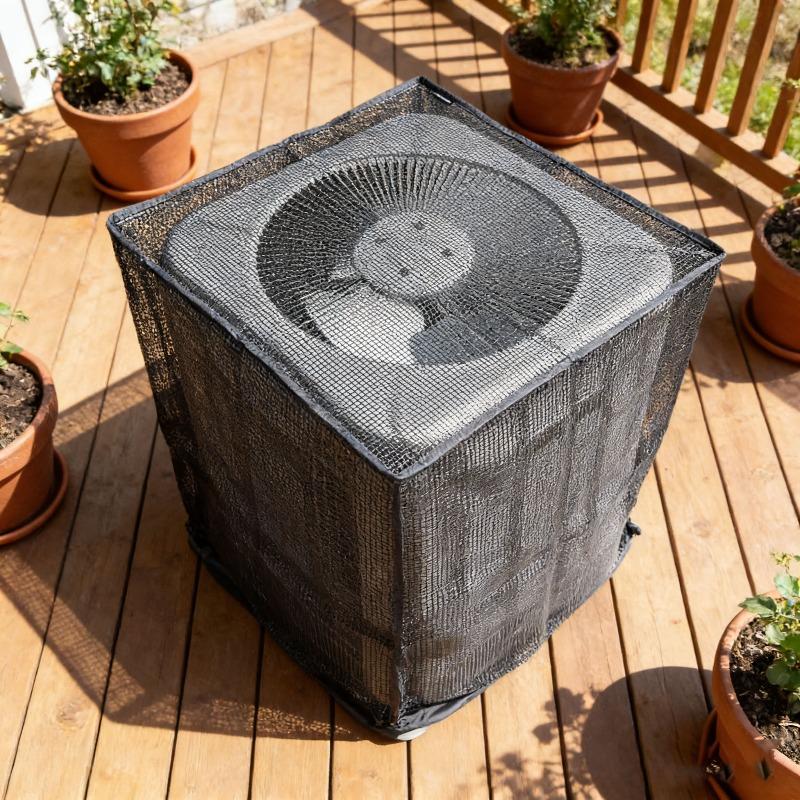 Outdoor Mesh AC Full Cover - Anti-Leaf Ventilated Protective Shield for Central Air Conditioner