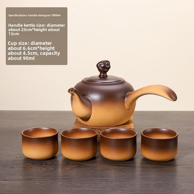 Outdoor Indoor Charcoal Tea Kettle with Hook Glass Cup for Home Use
