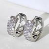 Simple Shiny White Zircon Circle Hoop Earrings for Men and Women Daily Wedding Party Fashion Jewelry