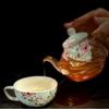 High Appearance China-Chic Light Luxury Garden Style Teapot Set Glass Ceramic Mother and Child Teapot Set