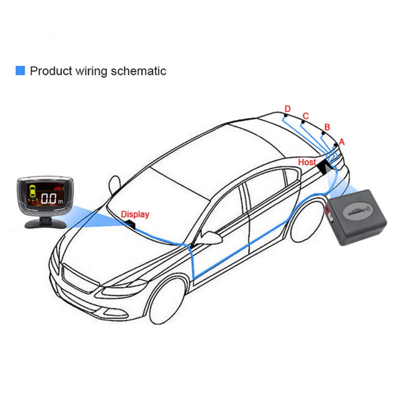Car Parking Sensor Set Lcd Display 4 Probe 80db Buzzer Alarm Backup Reversing Radar Monitor Detector