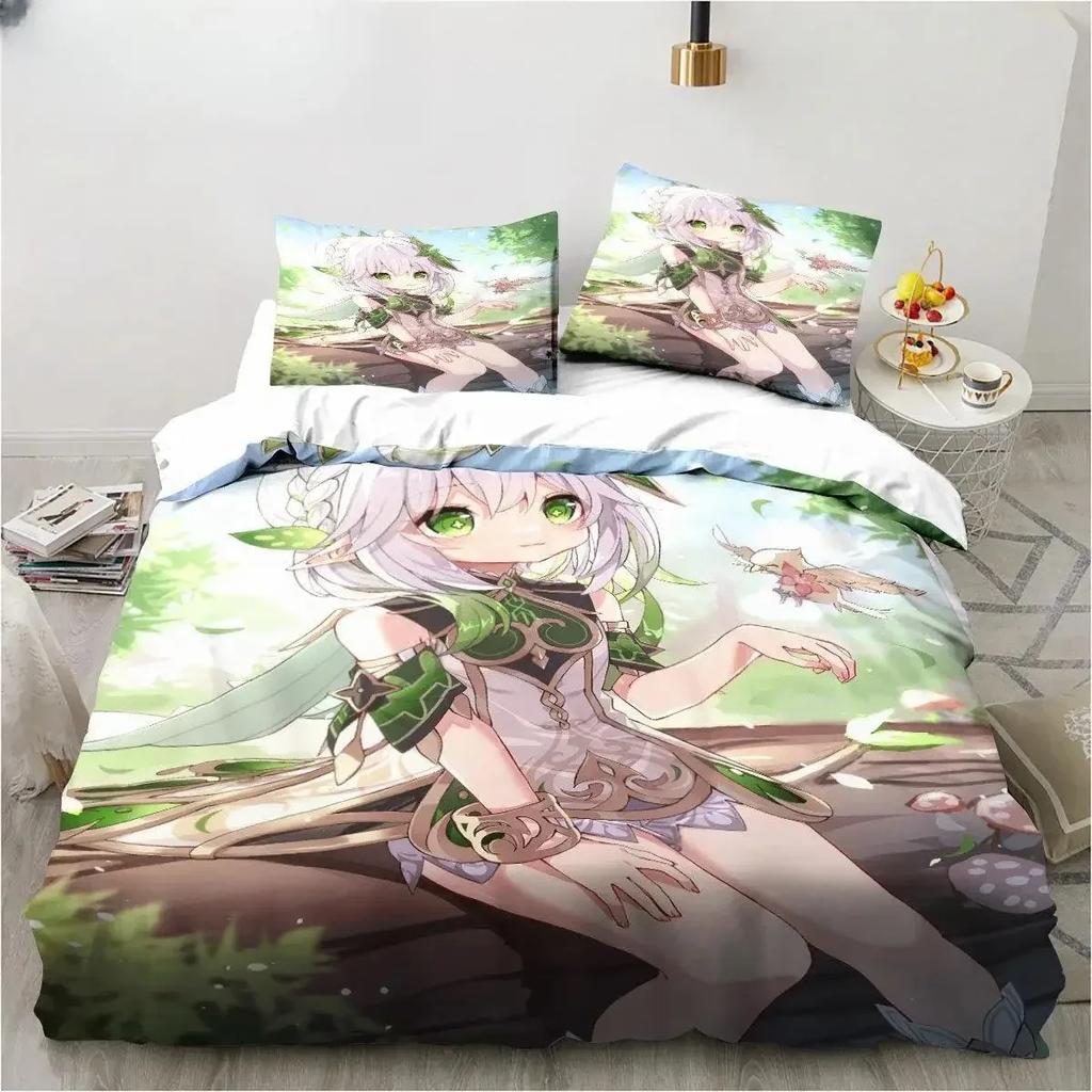 Genshin Impact Nahida Kawaii Cute Comfortable Duvet Quilt Cover Pillowcase Bedding Set Children Bedroom Decoration Home Textile
