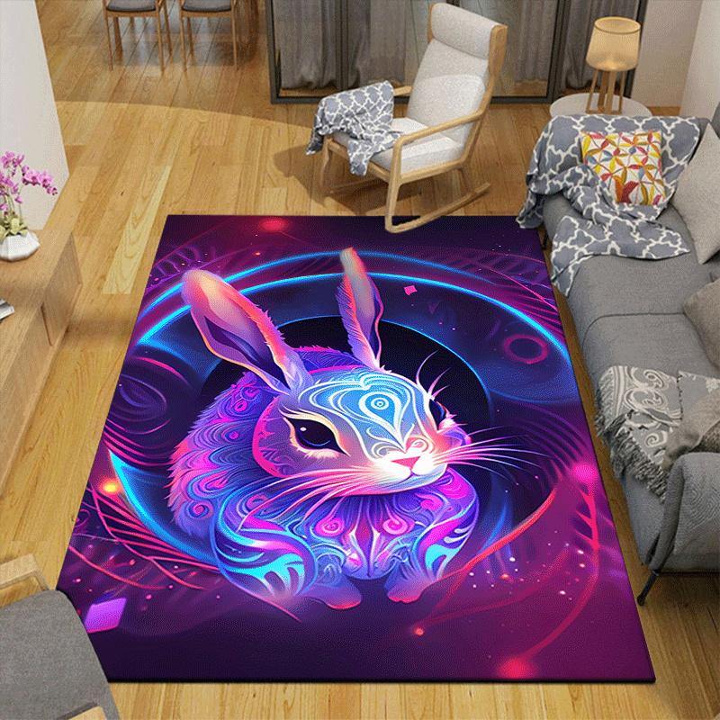 1pc Fantasy rabbit Design Area Rug - Soft, Anti-Slip, and Durable Gaming Room Decor for Bedroom