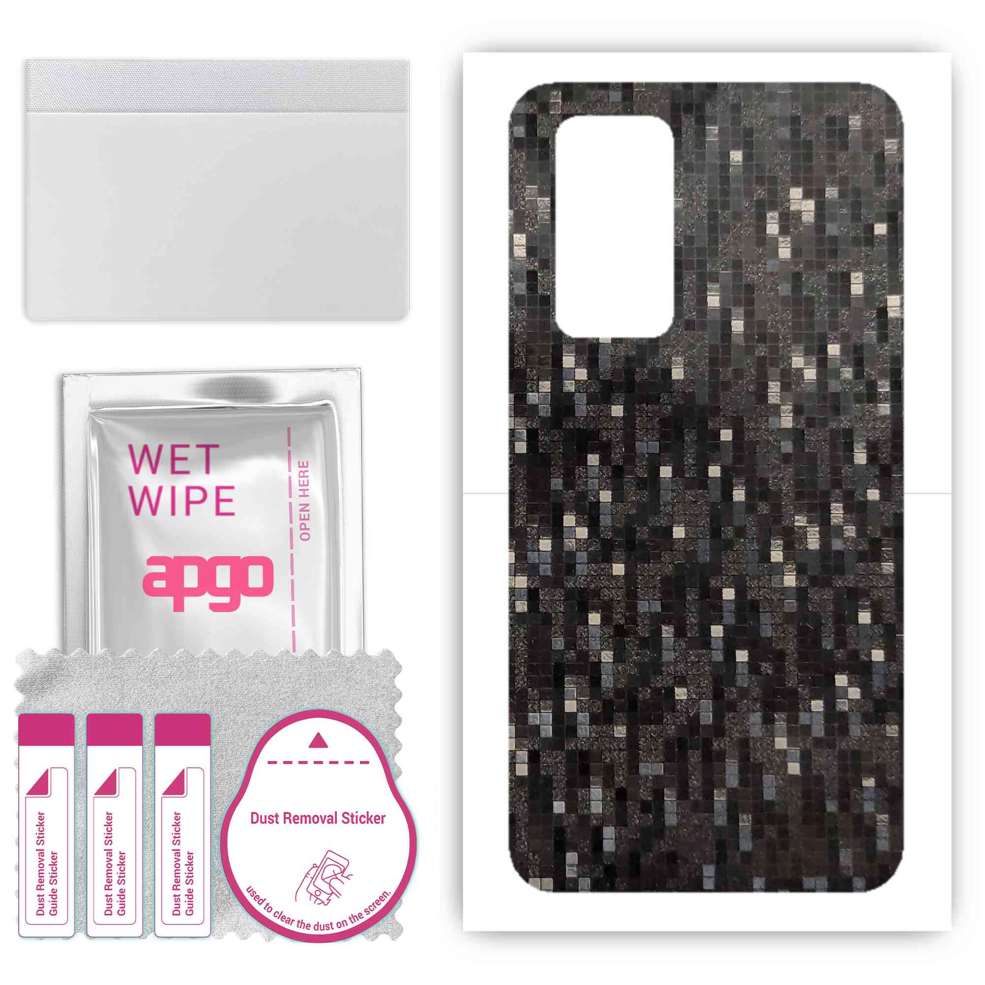 

apgo Protective Skin Sticker for the back compatible with Huawei P40, Wrap Film, Foil, Vinyl - Pattern Carbon Black Pixel