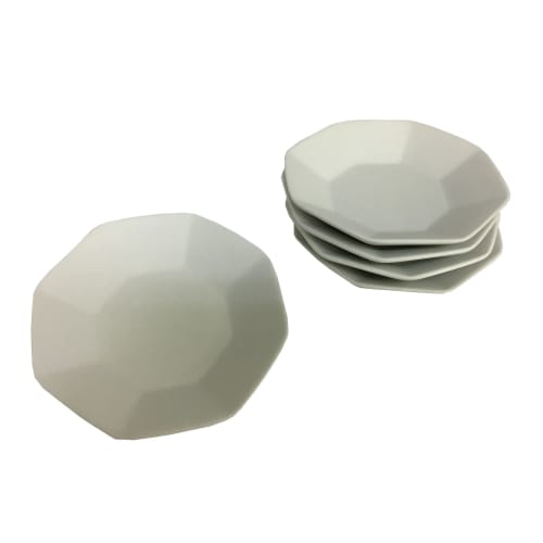 Kamidana No Sato Octagonal Unglazed Plates, 3-inch, Set of 5 [Salt Set] White