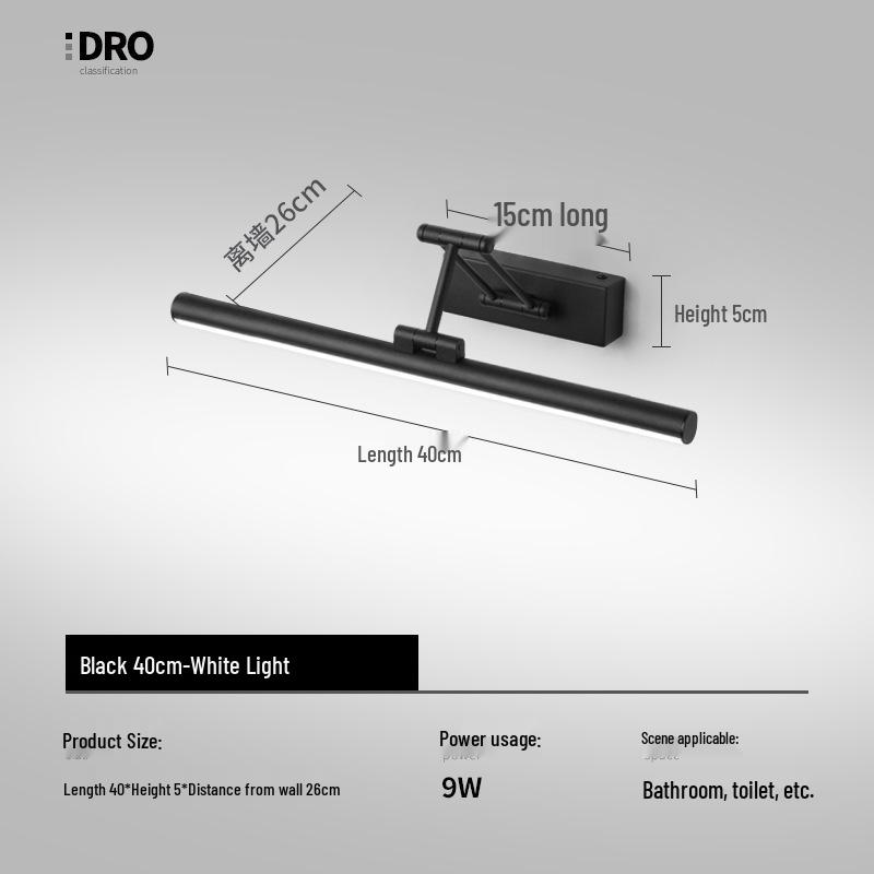 Nordic Minimalist LED Vanity Light: Punch-Free Bathroom Mirror Cabinet with Tricolor Makeup Lighting.